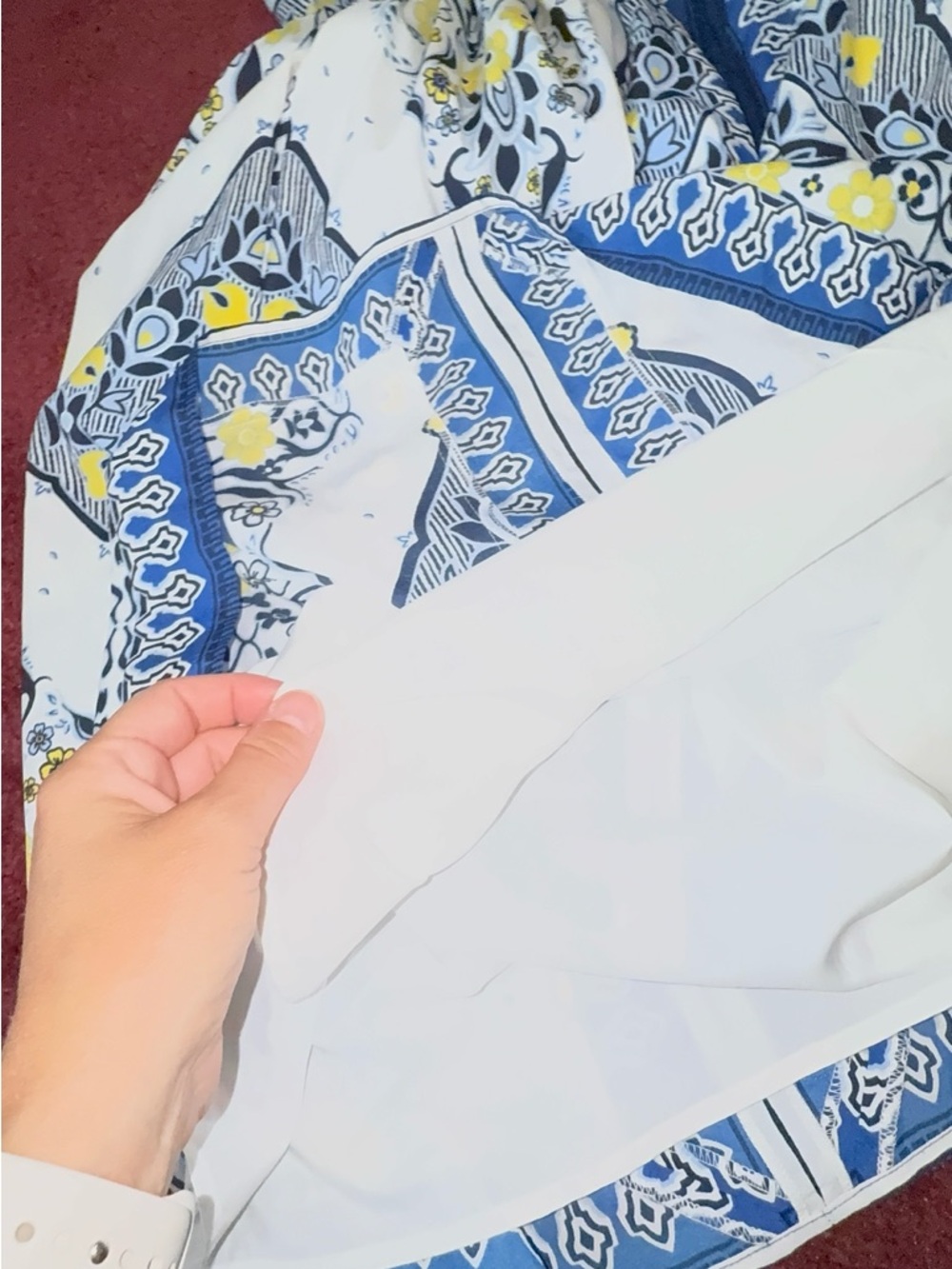 Banana Republic White, Blue & Yellow Printed Midi Dress - Picture 3 of 4